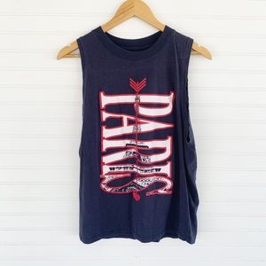 On Fire Navy Blue Graphic Paris Tank Top Women’s XL